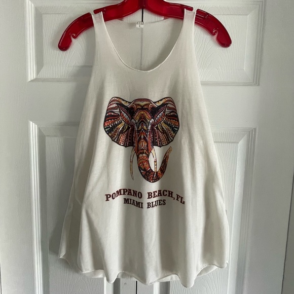 Pompano Beach Ladies Cream Beach Tank Top - Picture 2 of 9